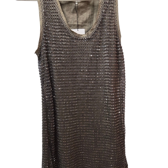 NWT & Rare Zara Linen Studded Mini Dress Large - Picture 4 of 10